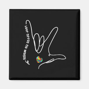 Kärlek behöver ingen Ord ASL Puzzle Biet Heart Aut Magnet