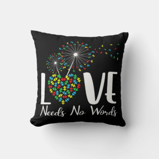 Kärlek behöver ingen Ord Autism Awareness Heart Pu Kudde