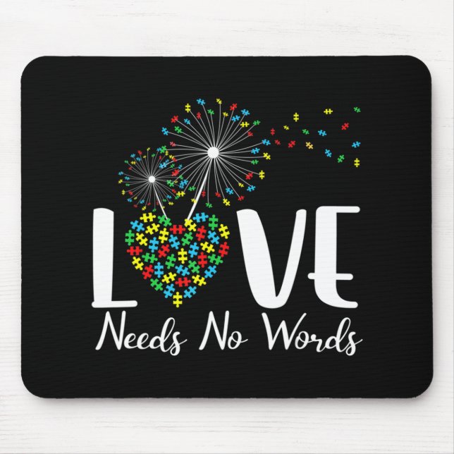 Kärlek behöver ingen Ord Autism Awareness Heart Pu Musmatta (Framsidan)
