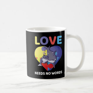 Kärlek behöver ingen Ord Autism Awareness Orca Kil Kaffemugg