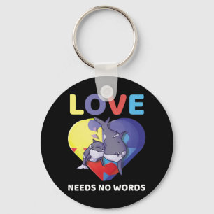 Kärlek behöver ingen Ord Autism Awareness Orca Kil Nyckelring