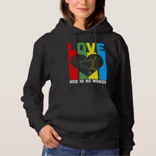 Kärlek behöver ingen Ord Autism-medvetenhet T Shirt