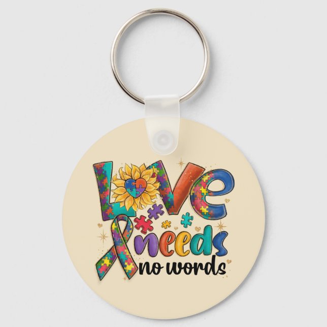 Kärlek behöver ingen Ord Autism Nyckelring (Framsida)