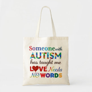 KÄRLEK BEHÖVER INGEN ORD AUTISM TYGKASSE