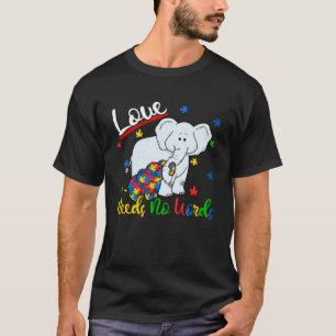 Kärlek behöver ingen Ord Elephant Support Autism A T Shirt