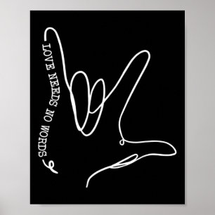 Kärlek Behöver Inget Ord Asl Autism Medvetenhet Sp Poster