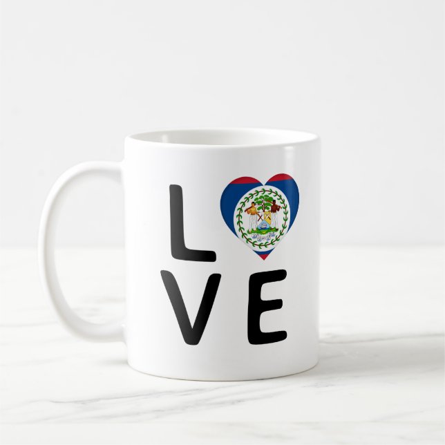 Kärlek - Belize Flagga Kaffemugg (Vänster)