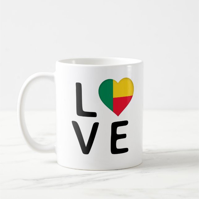 Kärlek - Benin Flagga Kaffemugg (Vänster)