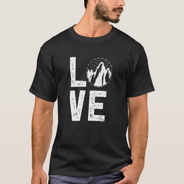 Kärlek bergsberget Hiking Tält Camping Sten T Shirt (Framsida)