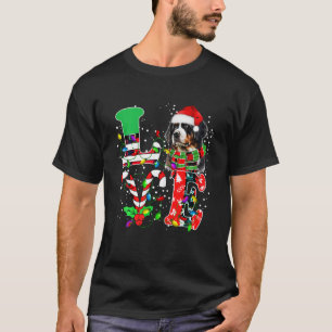 Kärlek Bernese Mountain Hund jul med Santa Elf T Shirt