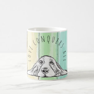 kärlek besegrar allt hund regnbåge basset hound kaffemugg