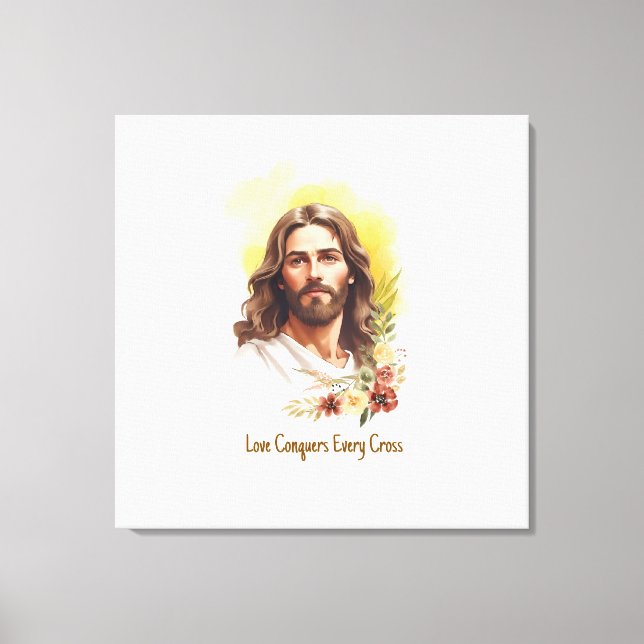 Kärlek Besegrar Varje Kors - Jesus Canvastryck (Framsida)
