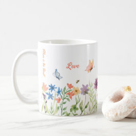 Kärlek Best Mamma målade Vår blommor Butterfly Bee Kaffemugg