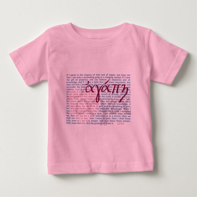 Kärlek Bible Verse på Christian Baby Shirt Tee (Framsida)