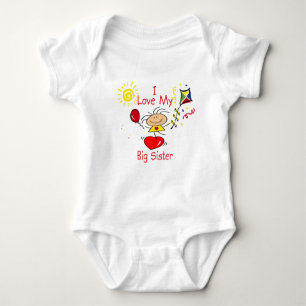 Kärlek Big Sister Stick figur Girl Tee