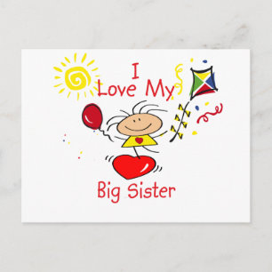Kärlek Big Sister Stick figur Girl Vykort
