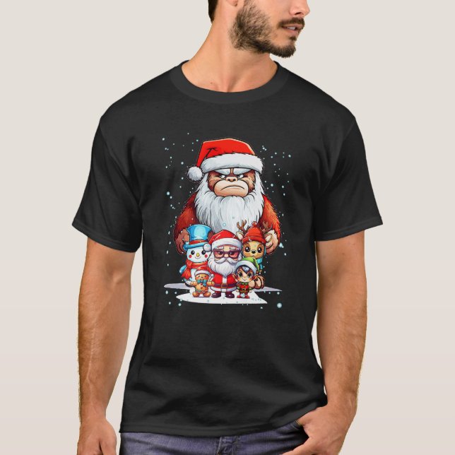 Kärlek Bigfoot Kids Boys Manar Women Bigfoot Santa T Shirt (Framsida)