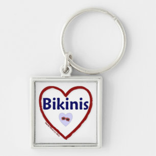 Kärlek Bikinis Fyrkantig Silverfärgad Nyckelring