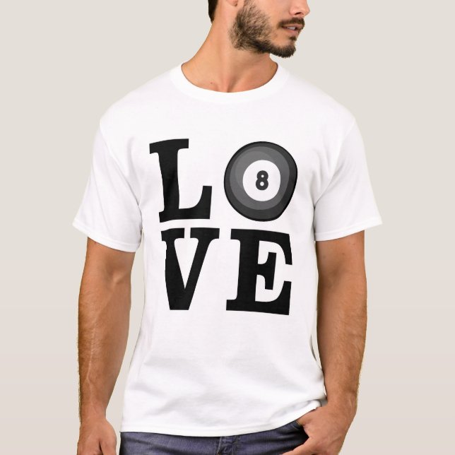 Kärlek Biljard  T Shirt (Framsida)