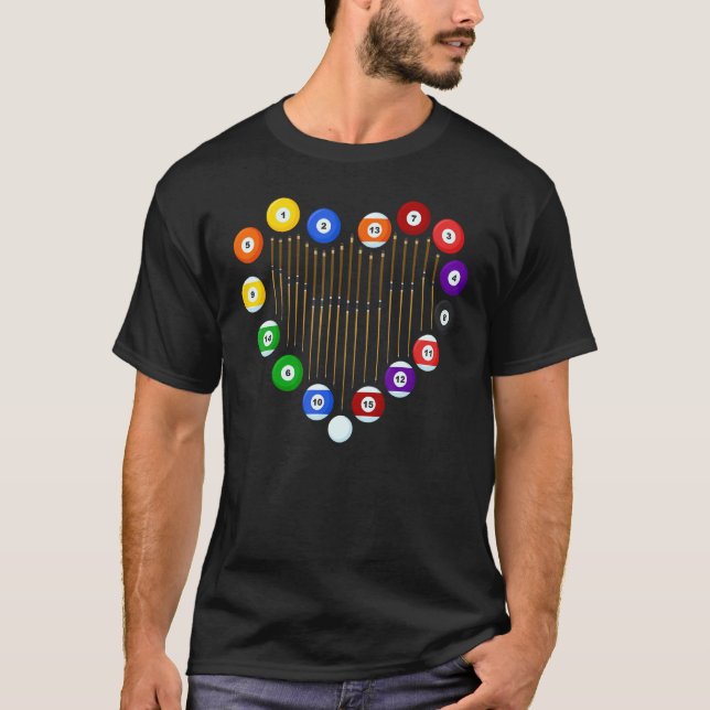 Kärlek Billiard Bassäng Billiard Boll Billiard Pla T Shirt (Framsida)