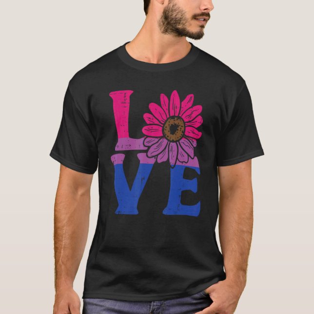 Kärlek Bisexual Solros Flower Bi Pride Flagga Lgbt T Shirt (Framsida)