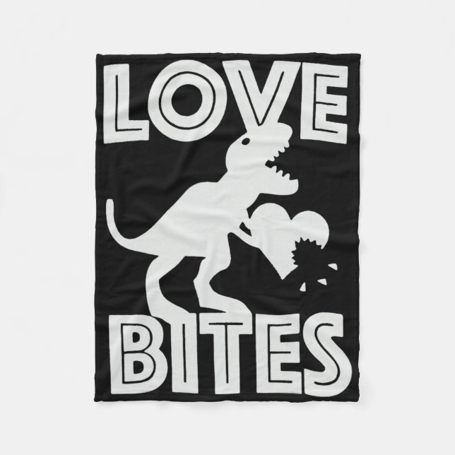 Kärlek Biter Dinosaurie Alla Hjärtans Dag  Fleecefilt (Framsidan)