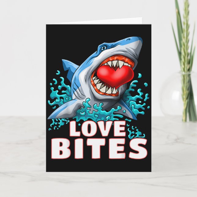 Kärlek Biter Haj Valentine Dag Haj Barn Män Jaw Kort (Framsida)