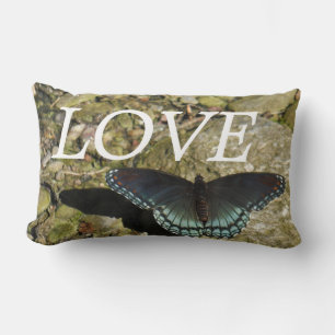 KÄRLEK ,blå fjäril på småsten inspiration kudde