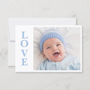 Kärlek Blå Typografi Foto Födelseannons