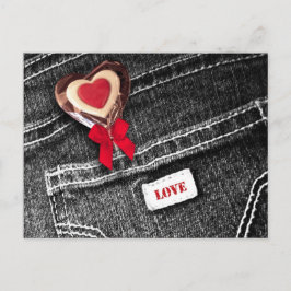 Kärlek. Black Denim Mönster Valentine Day Helg Vykort