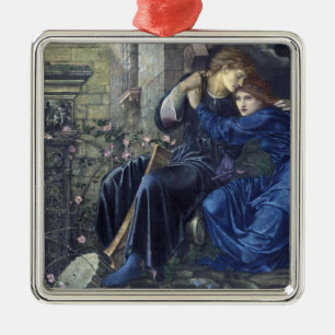 Kärlek bland ruinerna (av Edward Burne-Jones) Julgransprydnad Metall