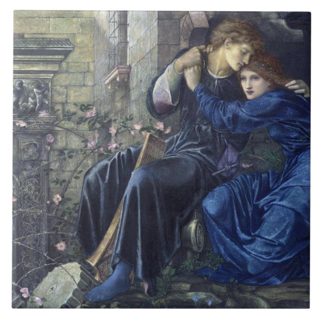Kärlek bland ruinerna (av Edward Burne-Jones) Kakelplatta (Framsidan)