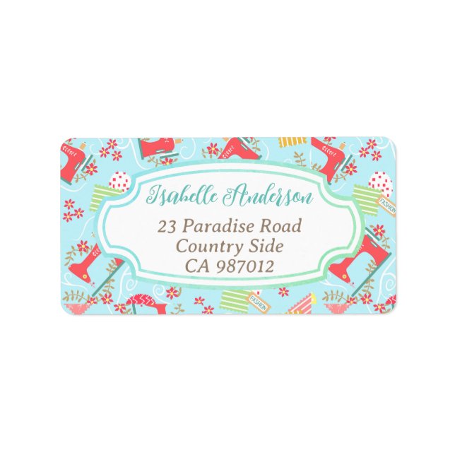 Kärlek-blått Maskin Adressetikett (Framsidan)