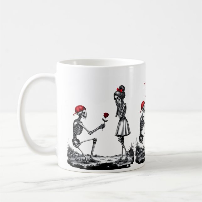 Kärlek Bleknar Aldrig Skelettpar Kaffemugg (Vänster)
