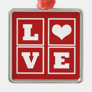 Kärlek Blocks Premium Ornament, Mörk Red Julgransprydnad Metall