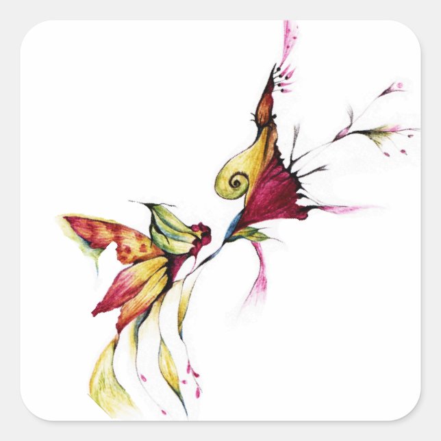 Kärlek blomma fyrkantigt klistermärke (Framsida)