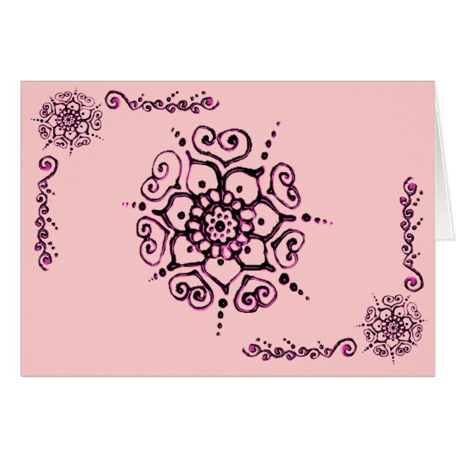 Kärlek blomma (Henna) (Rosa) Hälsningskort (Framsidan Horizontal)