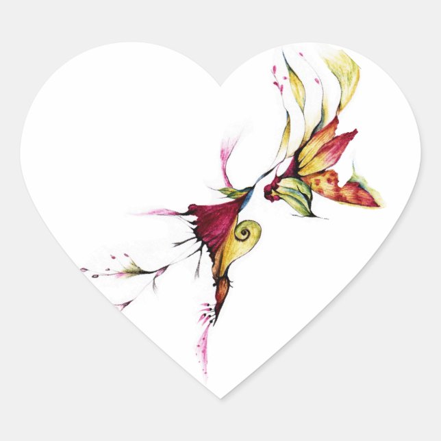 Kärlek blomma hjärtformat klistermärke (Framsida)