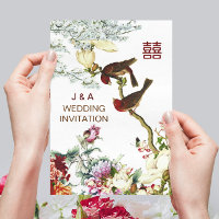 Kärlek, blommande fåglar och blommor kinesiska Brö