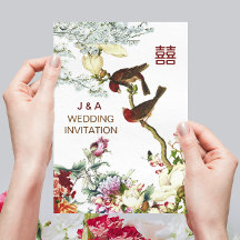 Kärlek, blommande fåglar och blommor kinesiska Brö