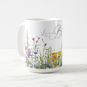 Kärlek blommar Bröllopsdusch med vilda blommor Kaffemugg