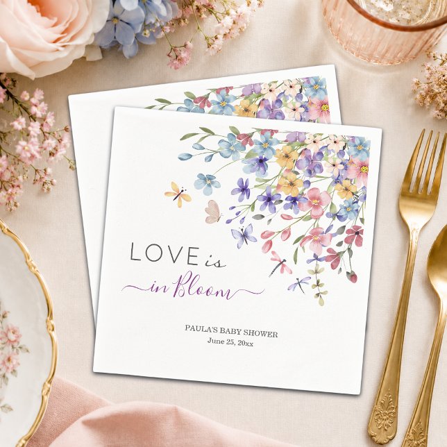 Kärlek blommar Djurvingar Baby Shower Pappersservett (Skapare uppladdad)