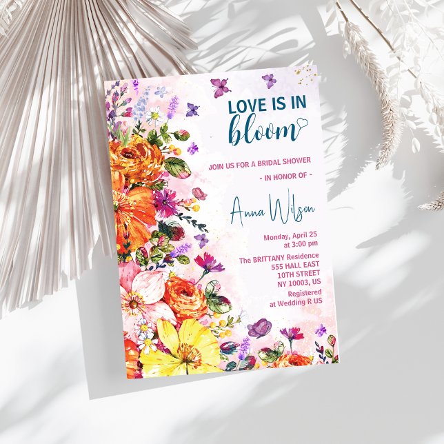 kärlek blommar färgrik vild blommig bröllopsdusch inbjudningar (Skapare uppladdad)