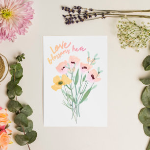Kärlek Blommar Här Akvarell Bukett Kort