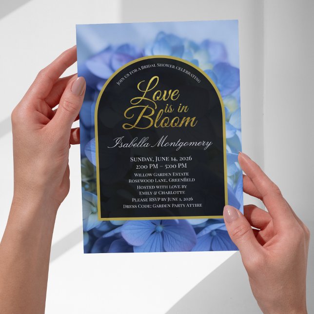 Kärlek blommar ömtålig blå hortensia inbjudningar (Love Is in Bloom Delicate Blue Hydrangea Invitations
)