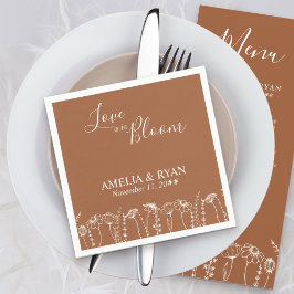 Kärlek blommar Orange vild blomskiss Bröllop Pappersservett