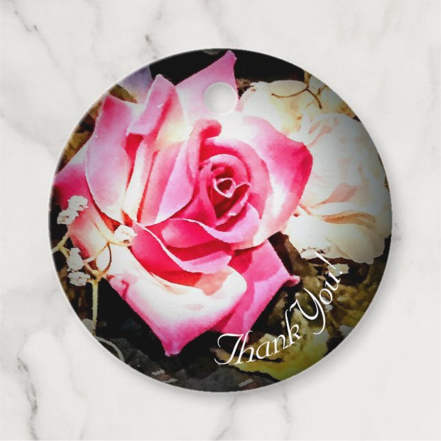 Kärlek blommar Rosbröllop Gåvor Etiketter (Framsida)