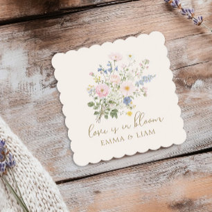 Kärlek blommar trädgårdsblommig bröllop underlägg papper