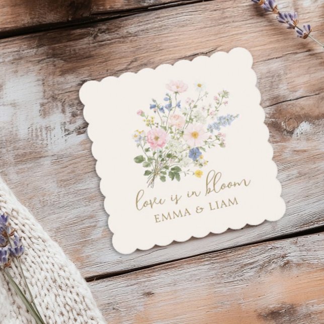 Kärlek blommar trädgårdsblommig bröllop underlägg papper (Skapare uppladdad)