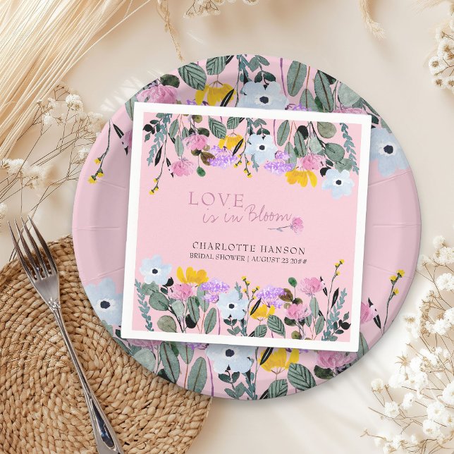 Kärlek blommar vacker vildblomma gräsmatta pappersservett (Love is in Bloom napkins from my Wildflower Lawn Bridal Shower Collection)